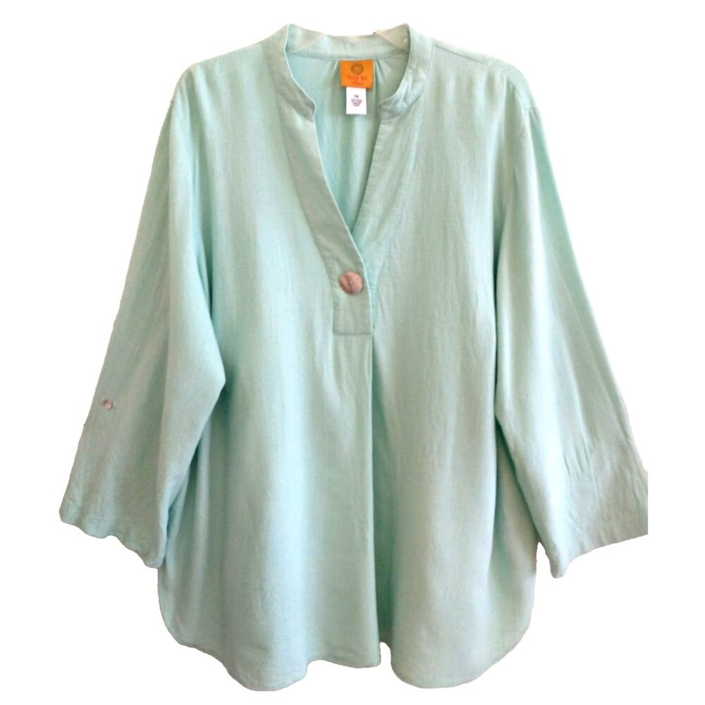 Ruby Rd. Pullover Tunic Top V-Neck Linen Blend Ro… - image 1